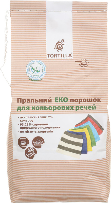 Порошок пральний TORTILLA Еко, для кольорової білизни, 2,4кг